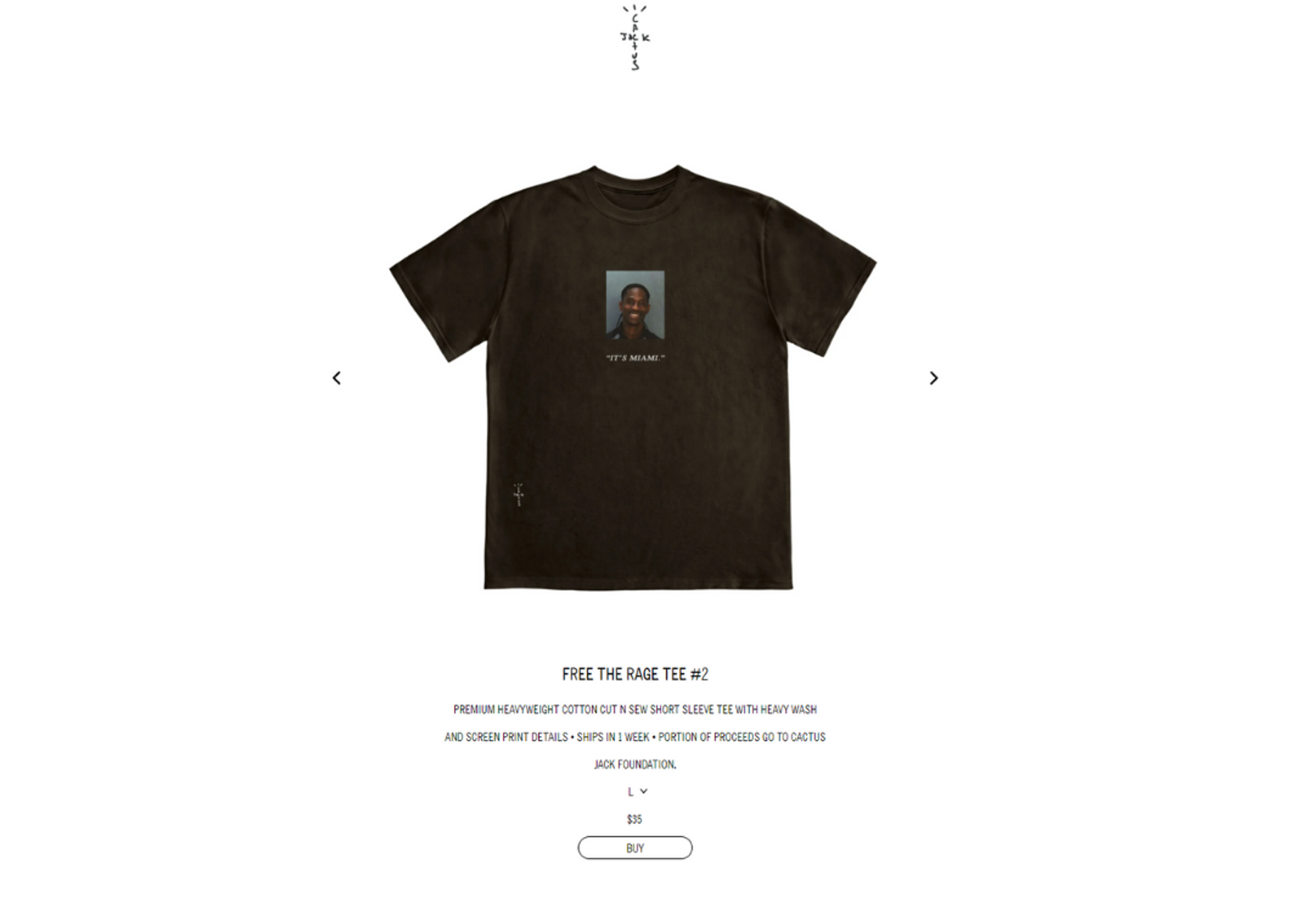 Product Page for Travis' New Mugshot Tee