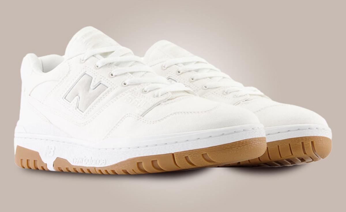The New Balance 550 Pairs White Canvas With a Gum Sole