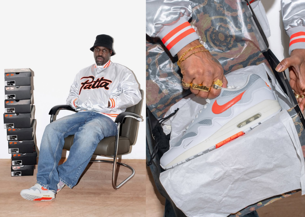 The White and Hyper Crimson Patta x Nike Air Max 1 Wave is