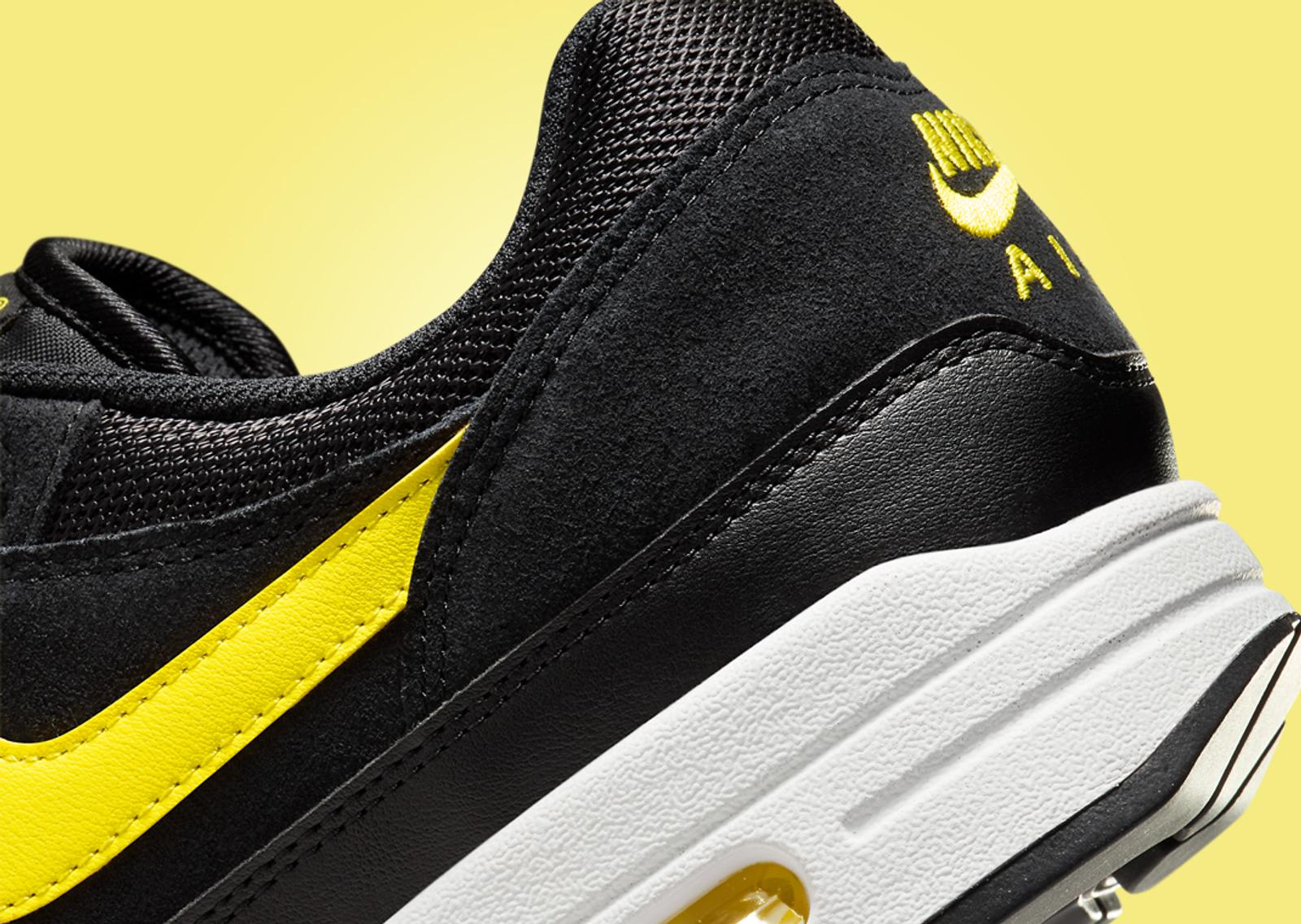 Nike Air Max 1 Black Opti Yellow Heel Detail