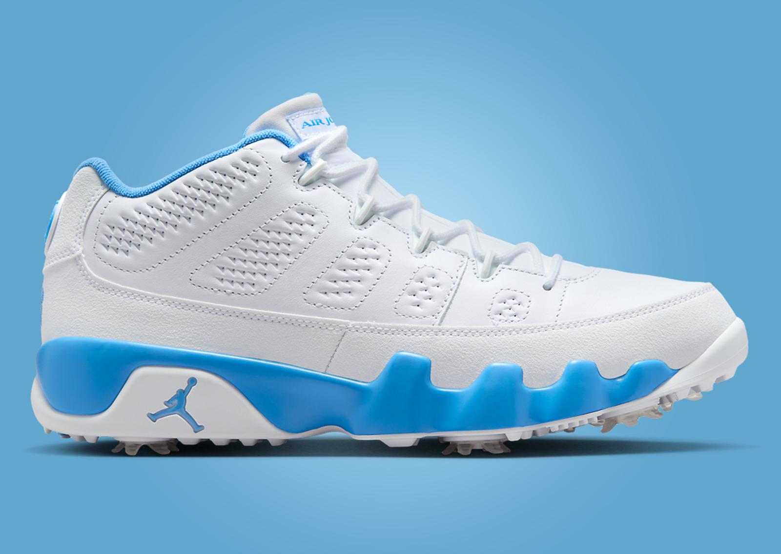 Air Jordan 9 Golf White University Blue Lateral Right