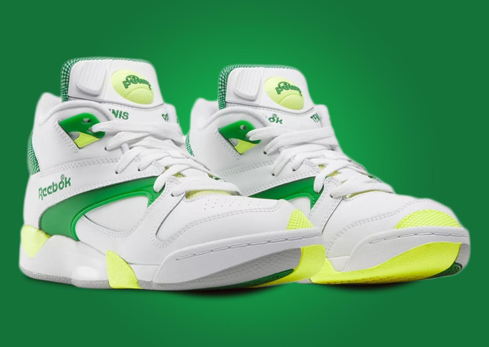 Reebok Court Victory Pump Glen Green Solar Acid Yellow Angle