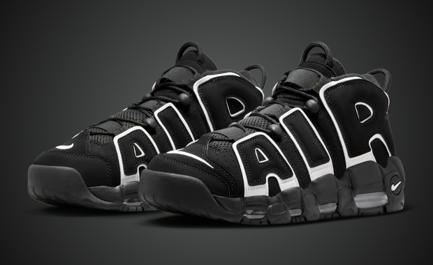 This Nike Air More Uptempo Slide Comes In Black Multi-Color Sanddrift