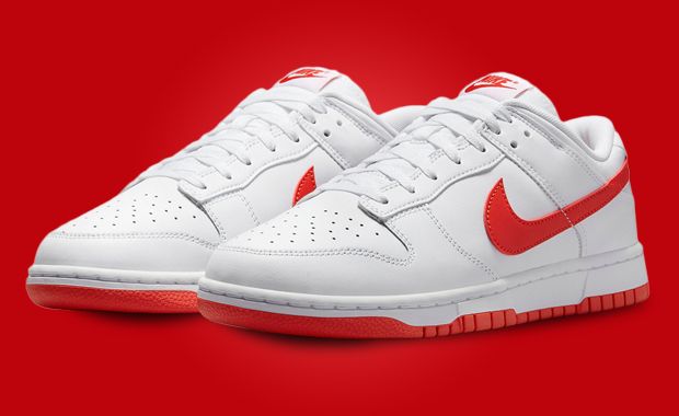 White nike sneakers with red cheap swoosh