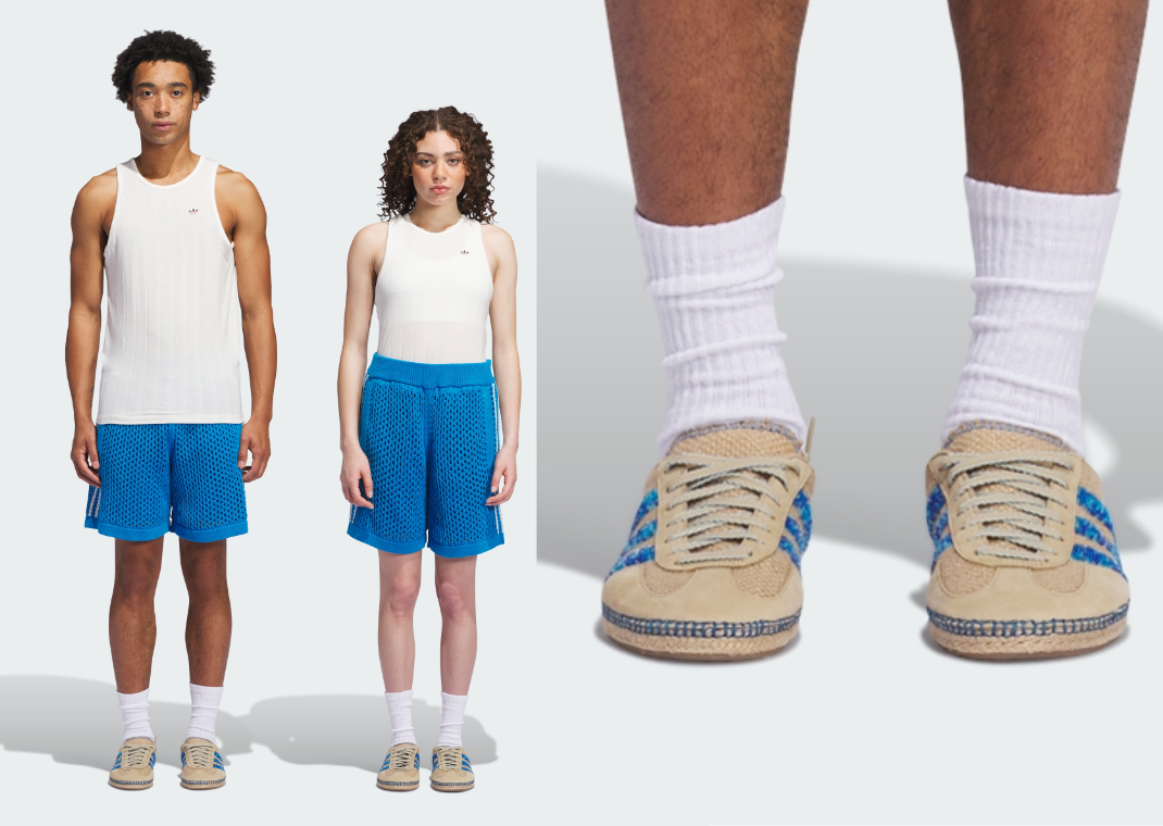 The CLOT x adidas Gazelle Linen Khaki Light Blue Releases