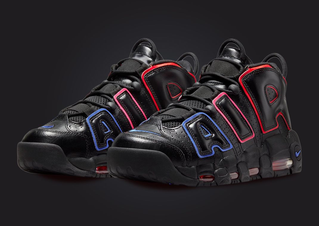 nike air more uptempo black red blue