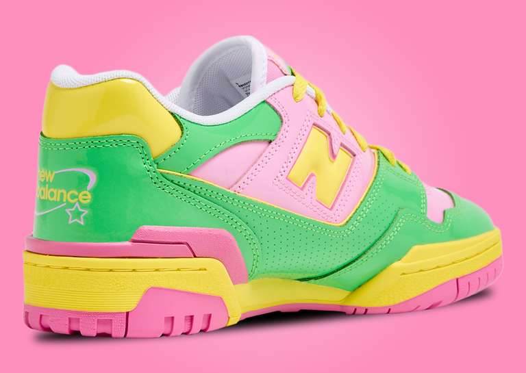 New Balance 550 Y2K Patent Leather Pink Green Medial Heel