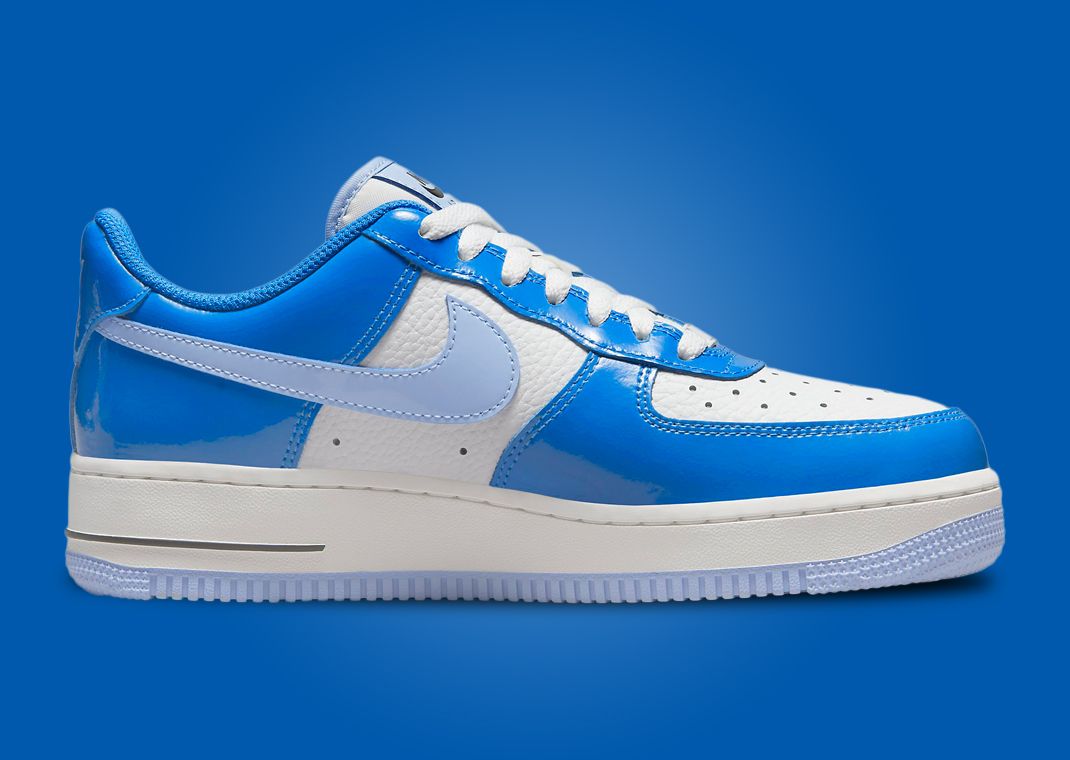 Blue Patent Leather Glazes Over The Nike Air Force 1 Low