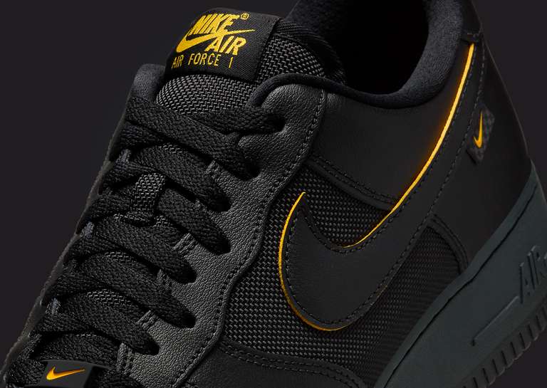 Nike Air Force 1 Low Black Yellow Ochre Tongue