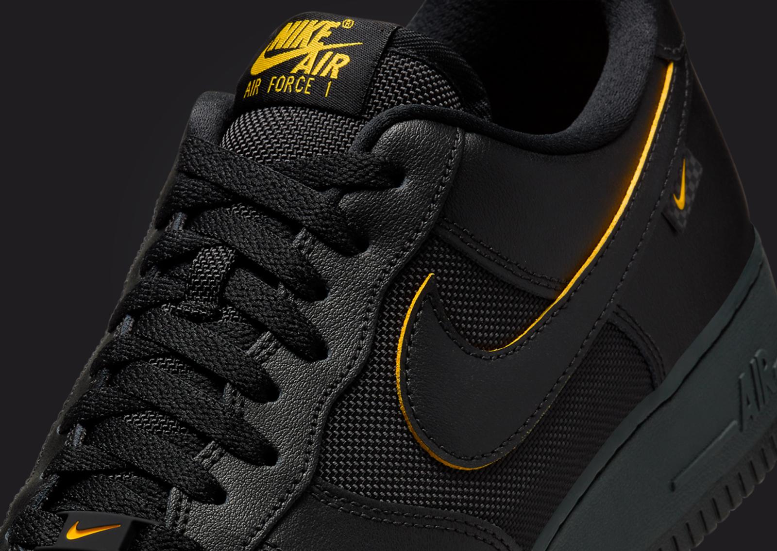 Nike Air Force 1 Low Black Yellow Ochre Tongue