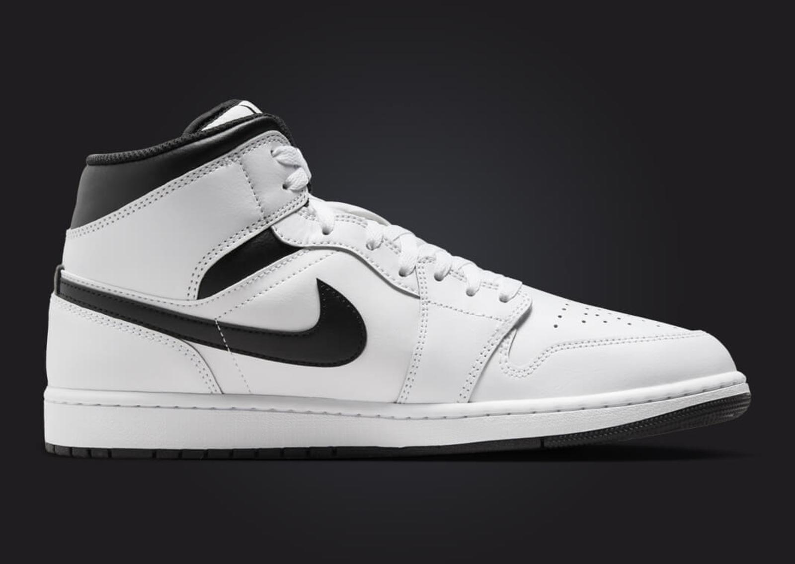 Air Jordan 1 Mid White Black Medial