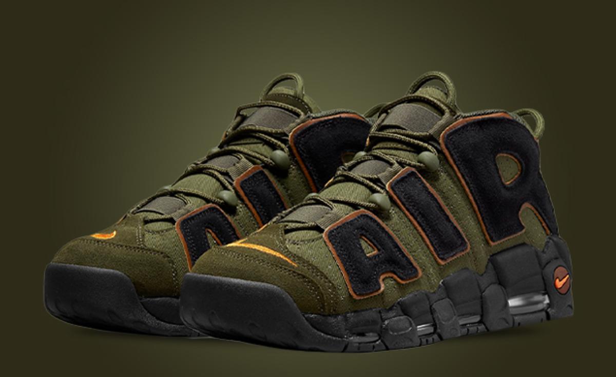 This Nike Air More Uptempo Comes In Cargo Khaki And Alpha Orange