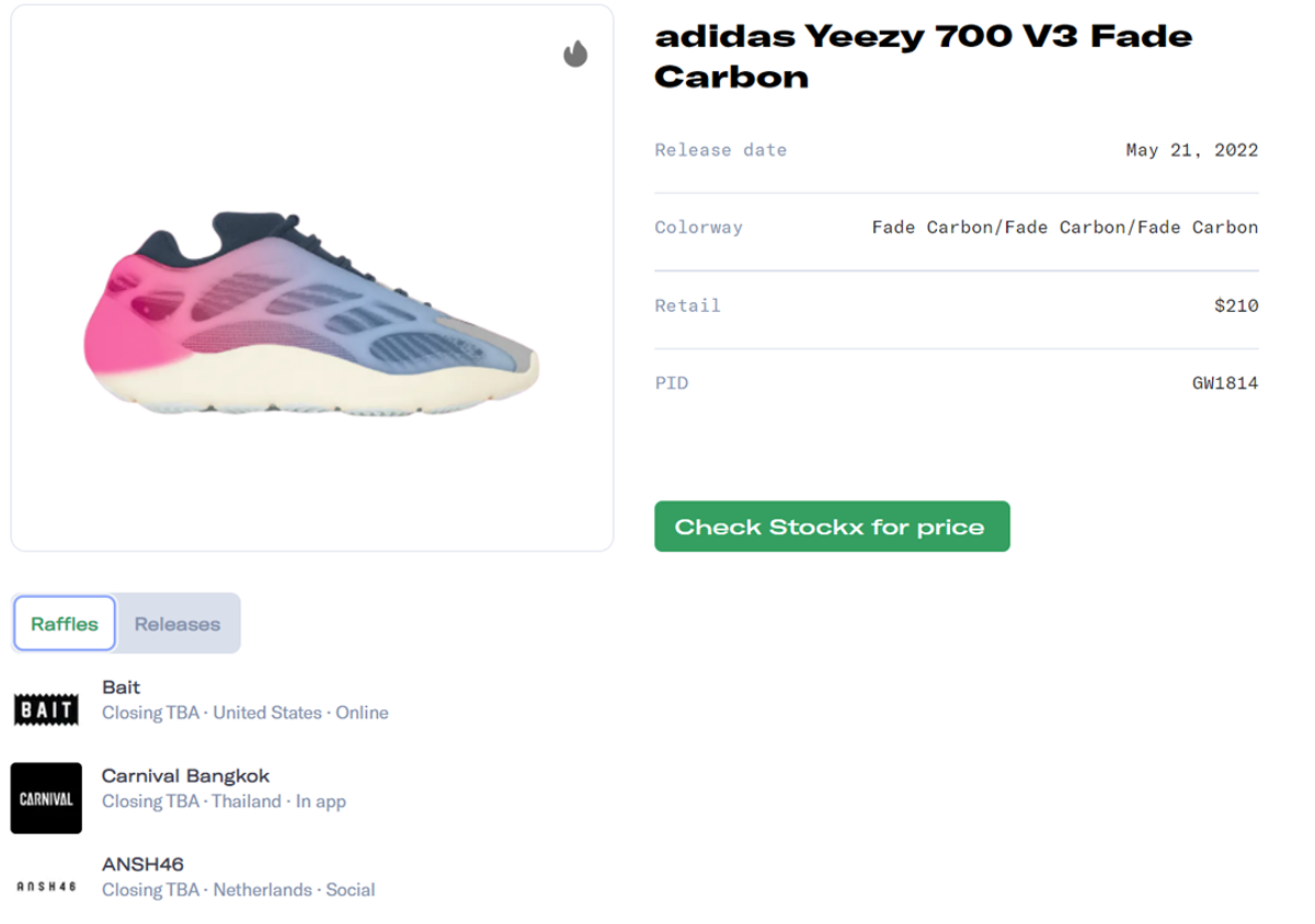 Where To Buy The adidas Yeezy 700 V3 Fade Carbon