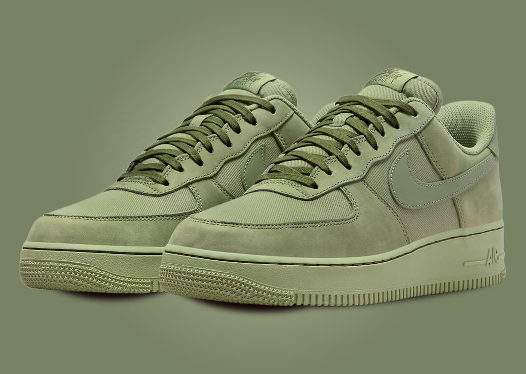 Suede And Canvas Cover The Nike Force 1 Low Oil Green