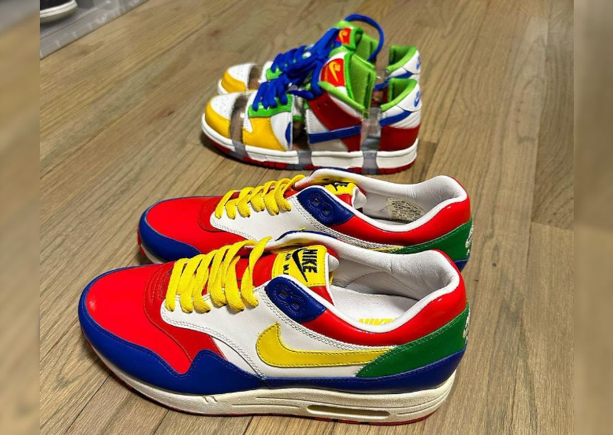 Yellow blue and red air max Clearance