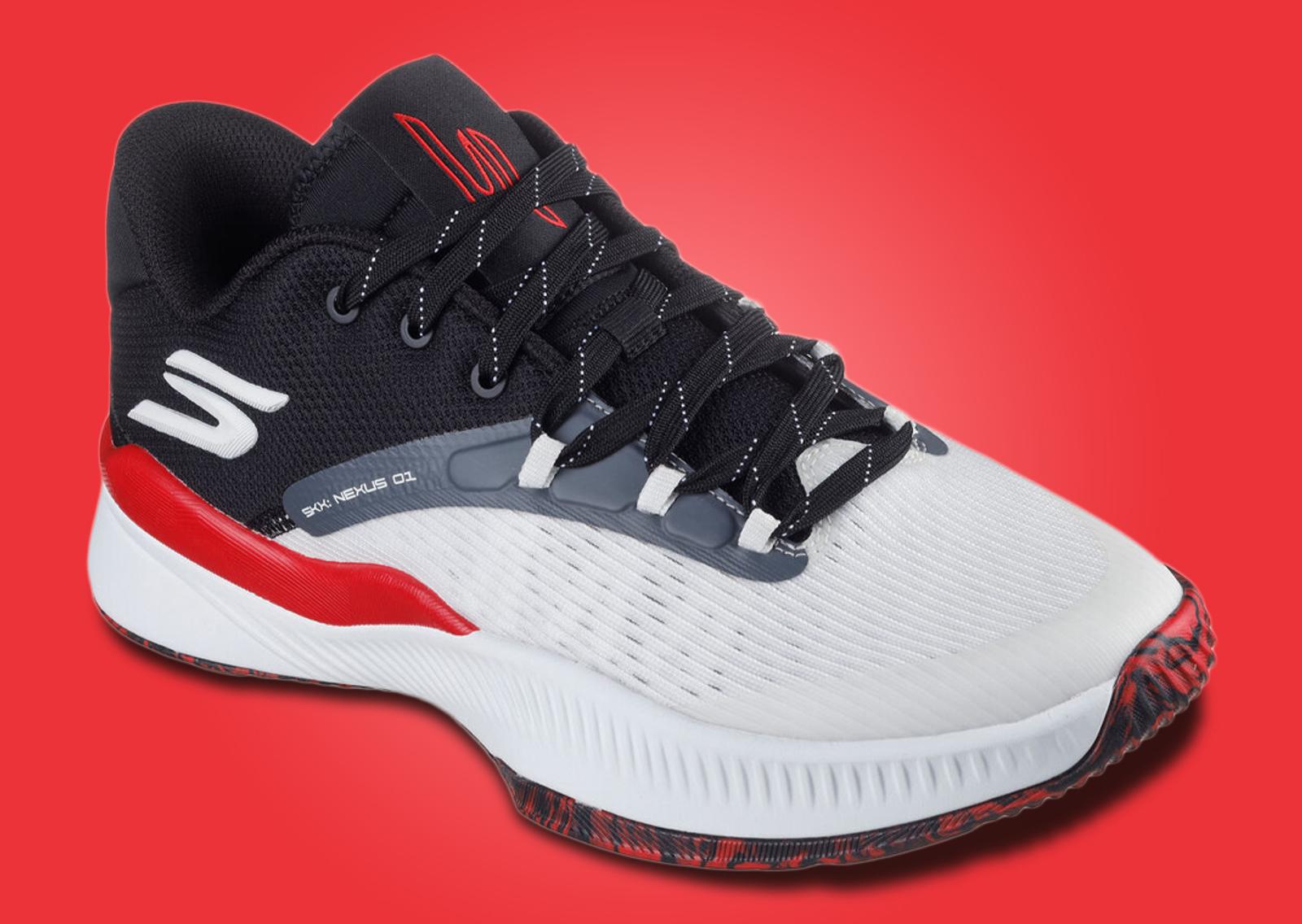 Skechers SKX Nexus White Black Red Angle