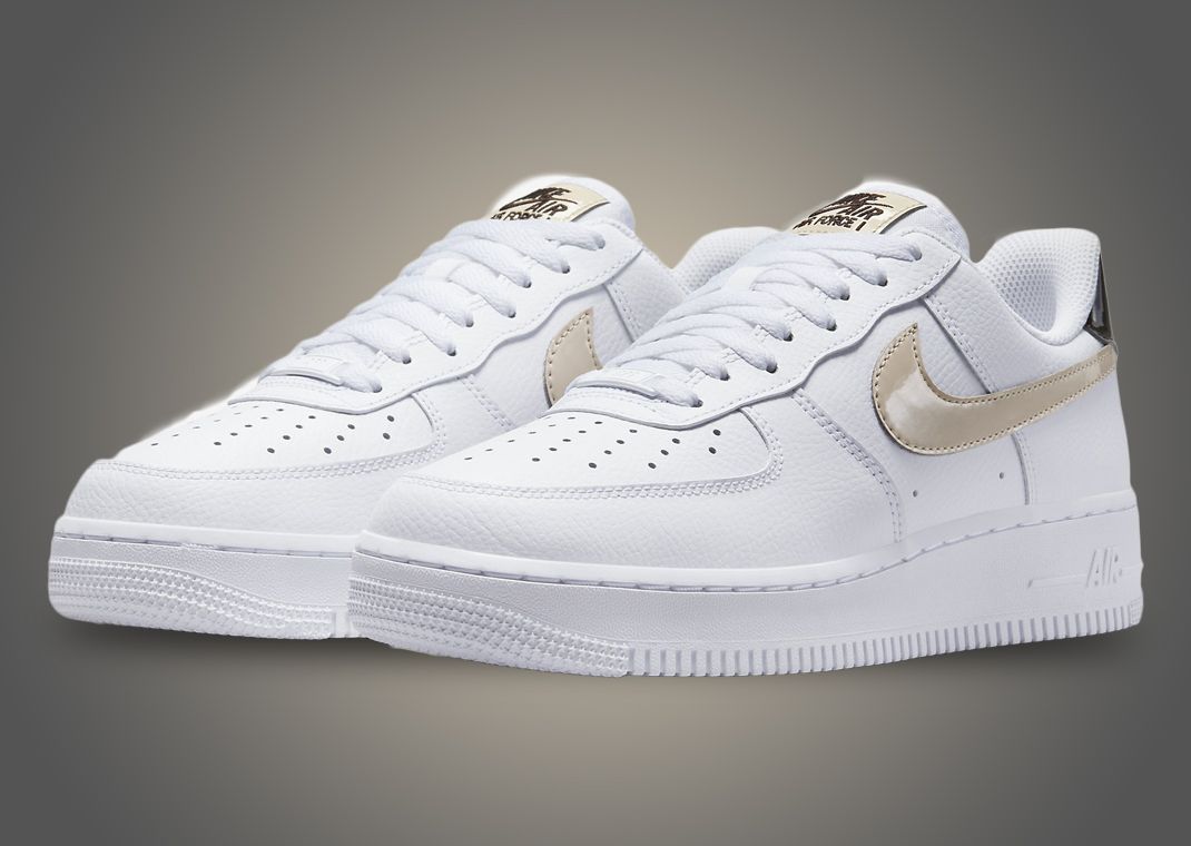 Women's nike white hot sale with gold swoosh