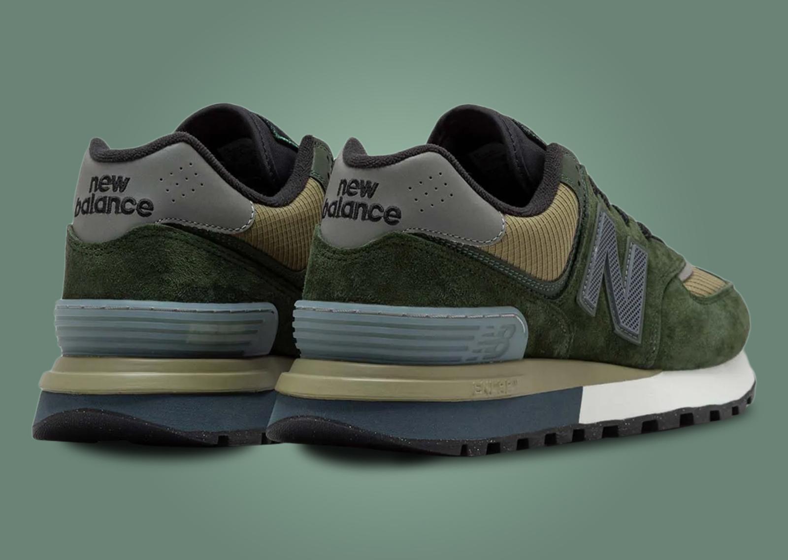 Stone Island x New Balance 574 Legacy Dark Green Heel