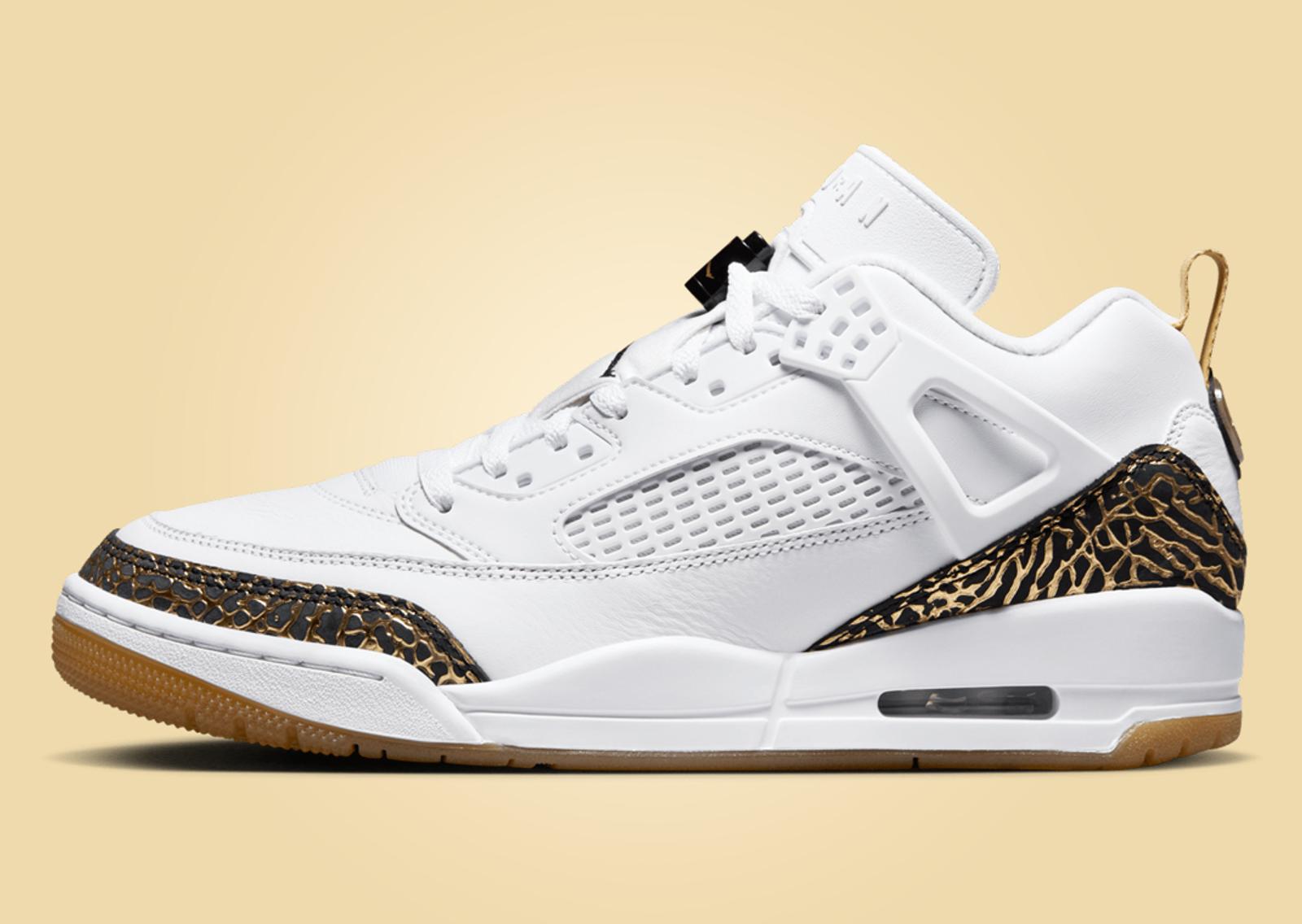 Jordan Spizike Low White Black Metallic Gold Lateral