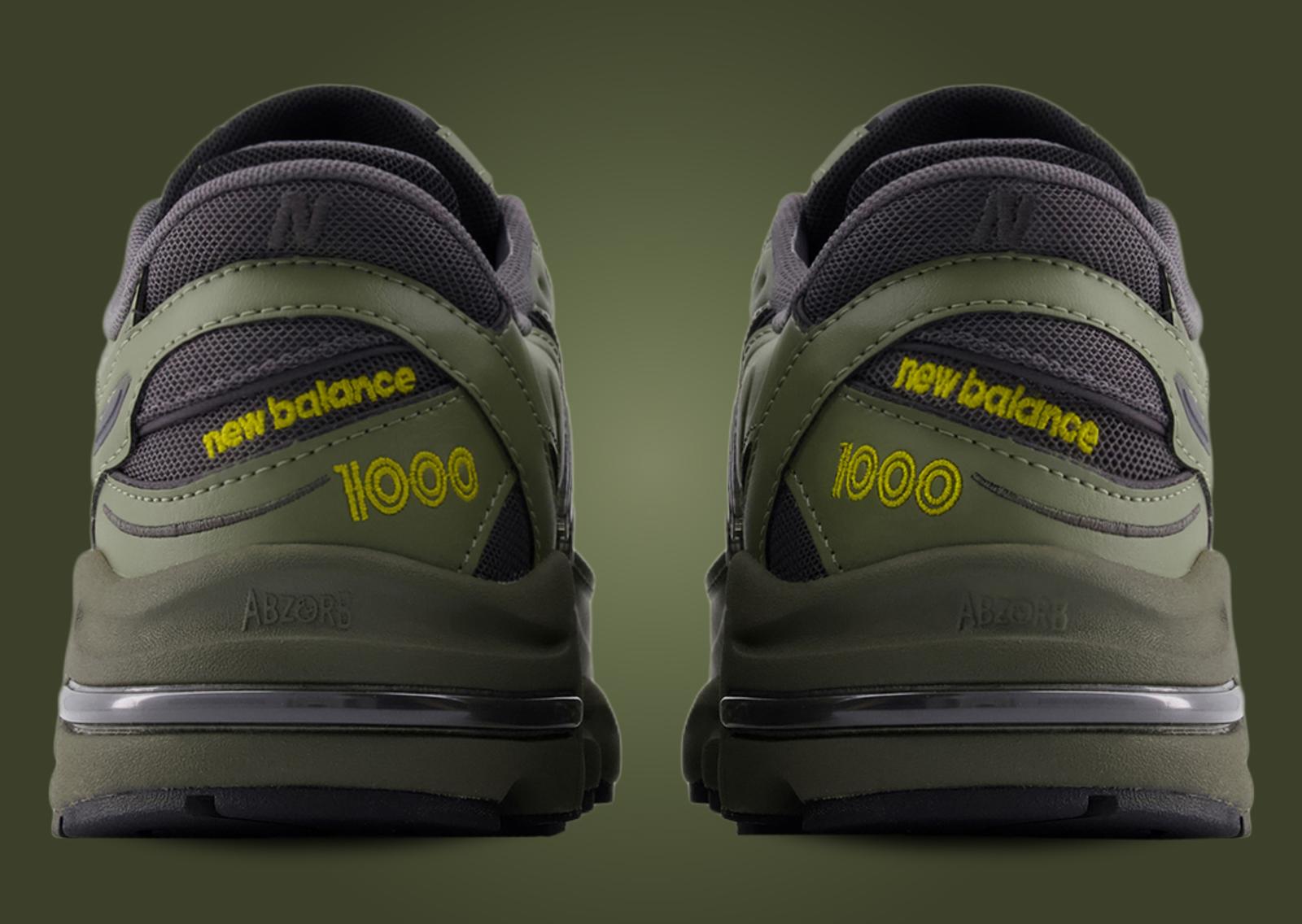 New Balance 1000 Dark Olivine Magnet Heel