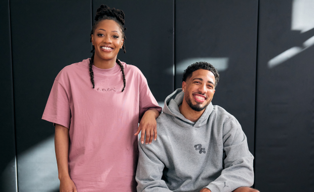 Kelsey Mitchell (left) with Tyrese Haliburton (right)
