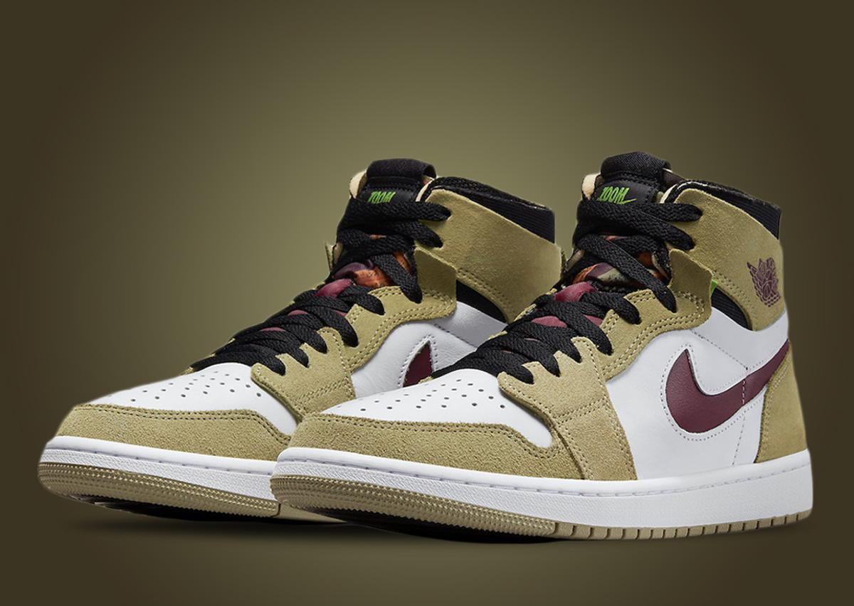 Get Fall-Ready With The Air Jordan 1 High Zoom CMFT Neutral Olive Cherrywood Red
