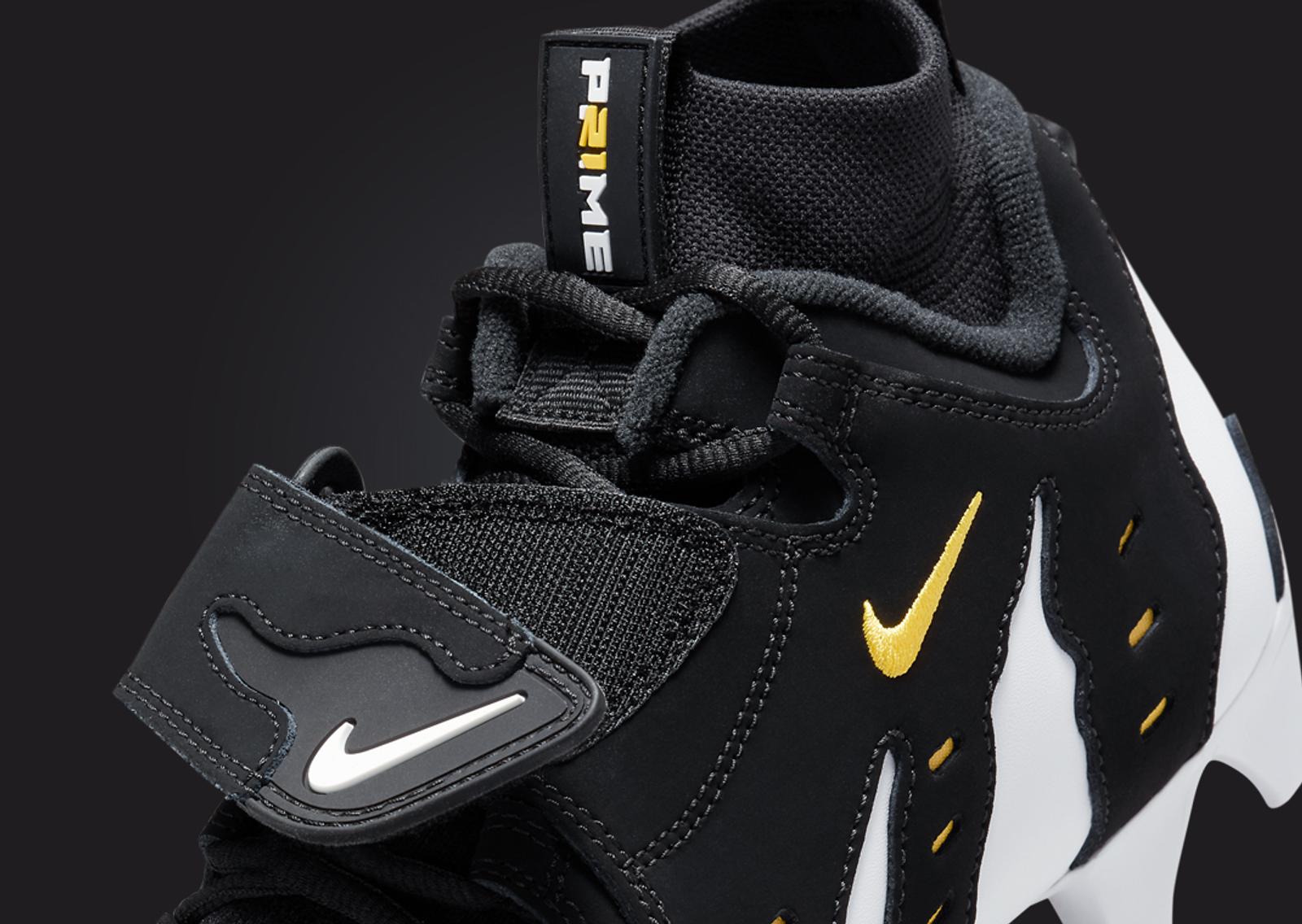 Nike Air DT Max 96 TD Cleat Black Varsity Maize Tongue Detail