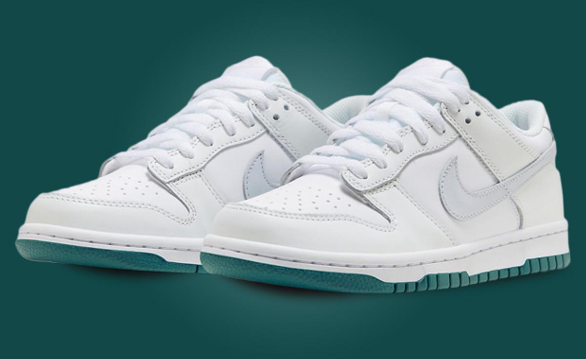 White Silver And Green Take Over This Kids Exclusive Nike Dunk Low
