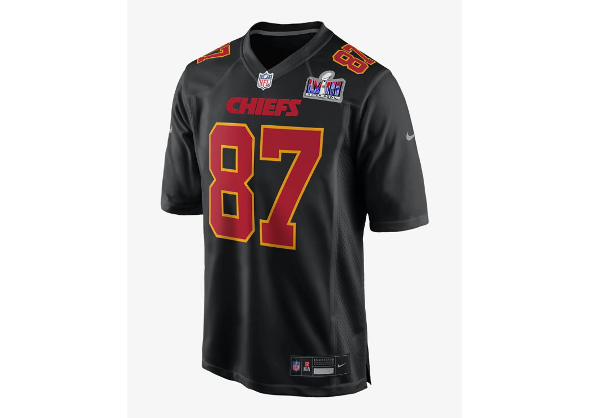 Travis Kelce Kansas City Chiefs Super Bowl LVIII Black Jersey Front