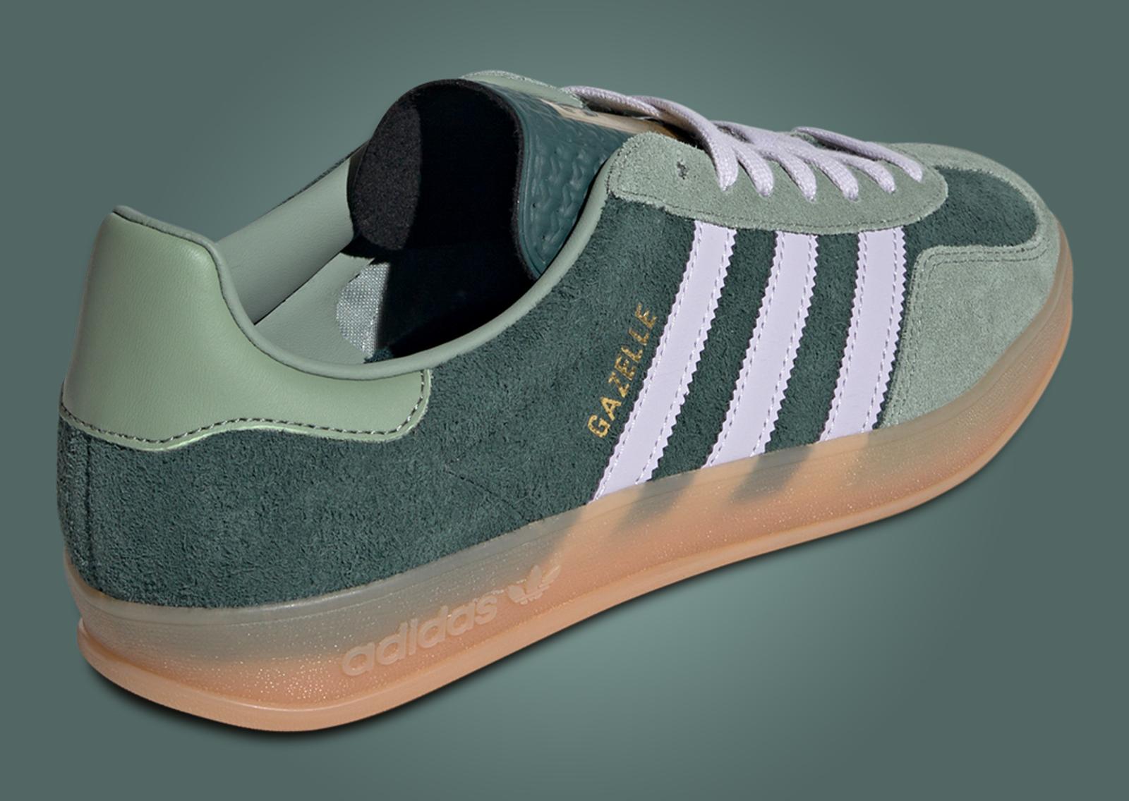 adidas Gazelle Mineral Green Silver Dawn Heel Angle