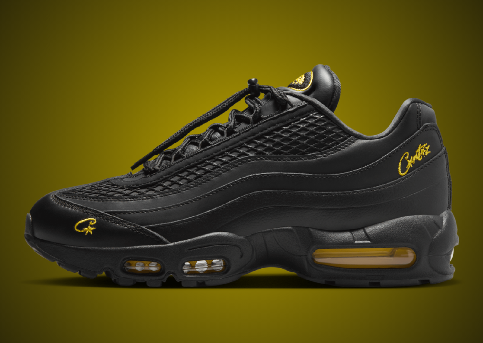 Corteiz x Nike Air Max 95 Black Tour Yellow Lateral