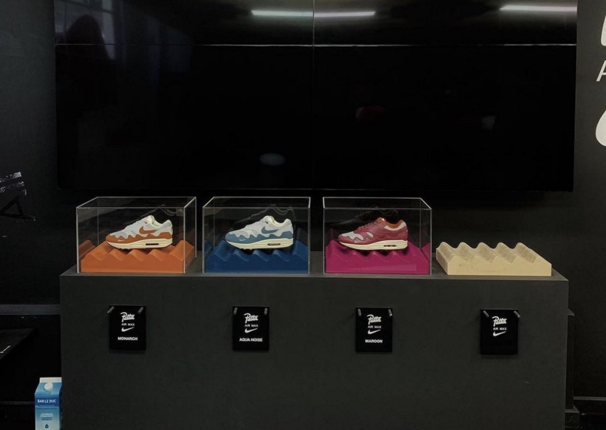 Patta in-store display for the Nike Air Max 1 The Wave Pack 