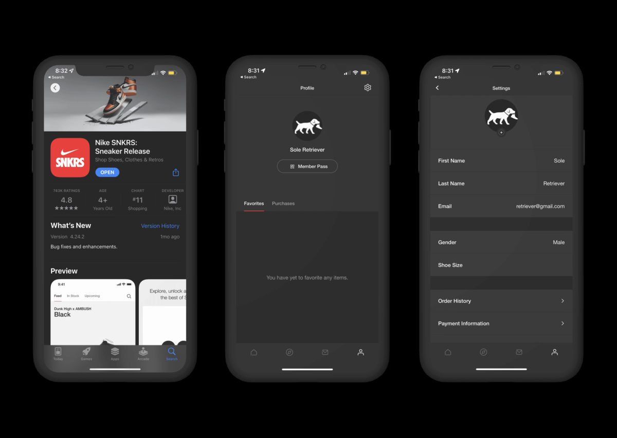 Creating an account on Nike SNKRS app