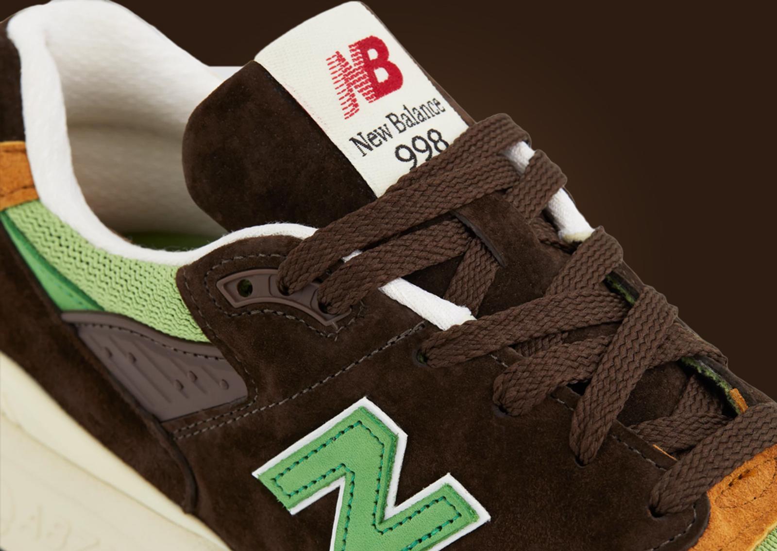 New Balance 998 Made in USA Brown Green Tongue Tag