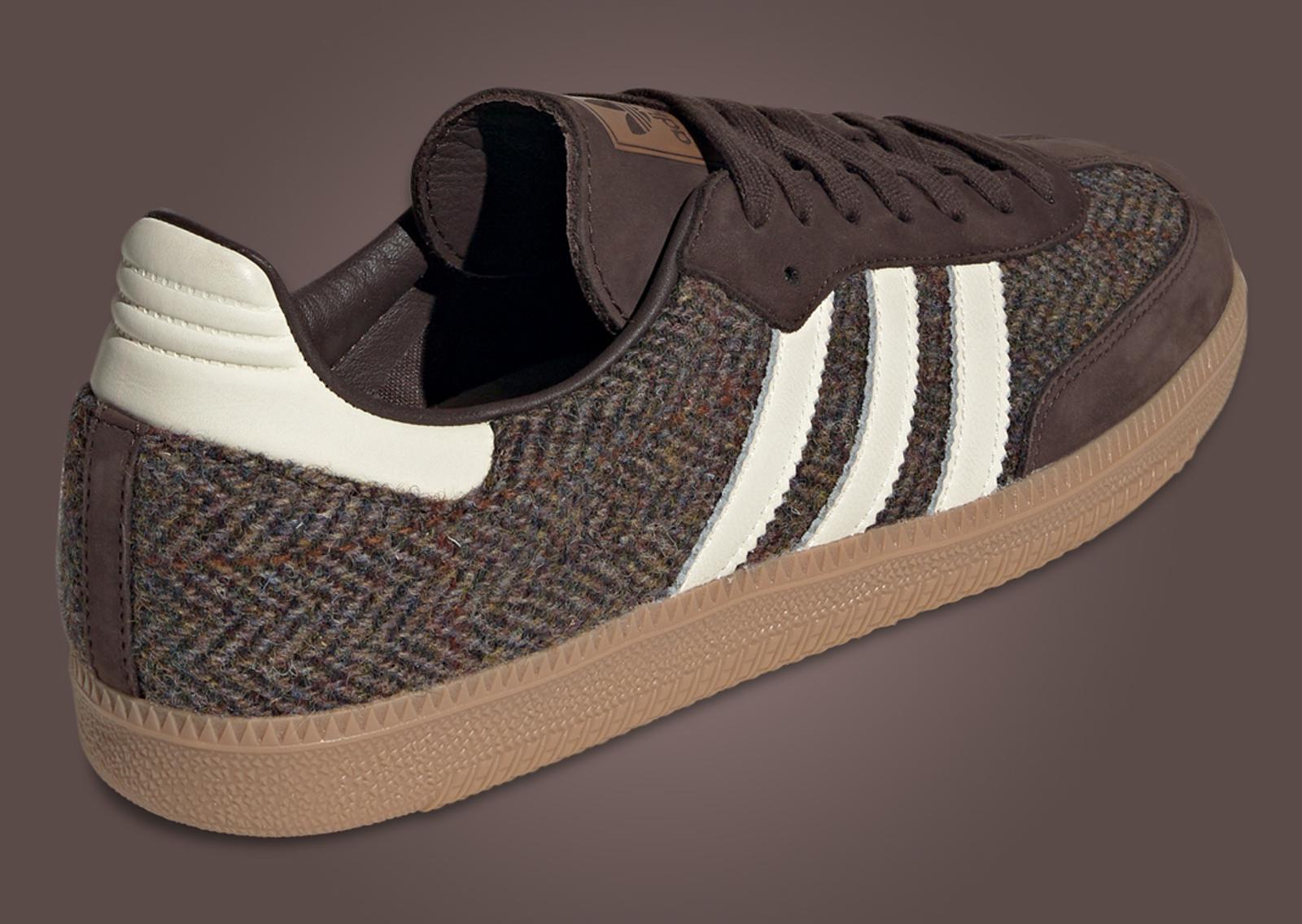 adidas Samba OG Tweed Dark Brown Heel Angle