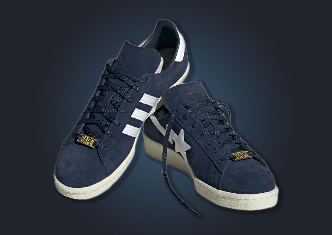 The BAPE x adidas Campus 80s Collegiate Navy Drops On April 1st