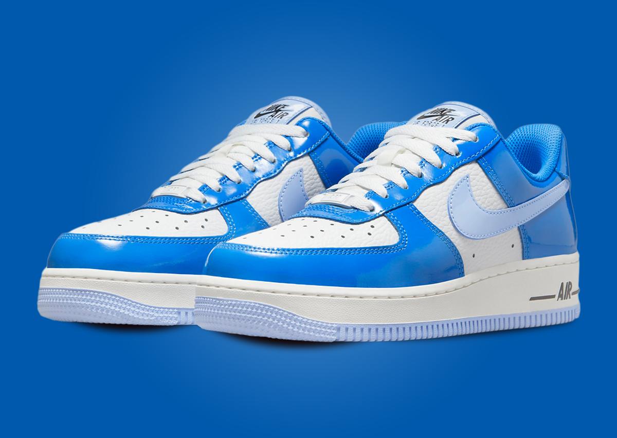 Blue Patent Leather Glazes Over The Nike Air Force 1 Low - Sneaker