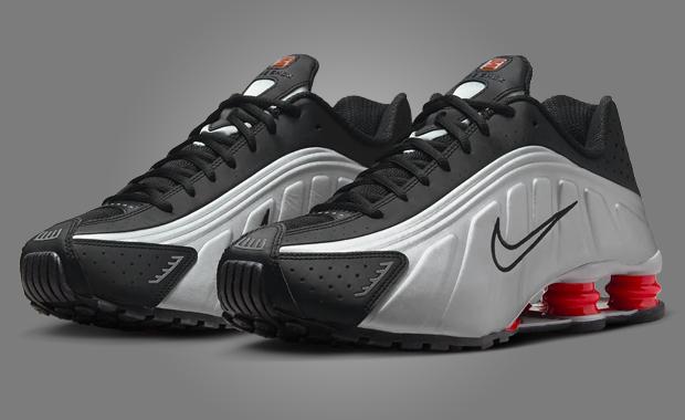 Nike Shox R4 Black Metallic Silver Max Orange