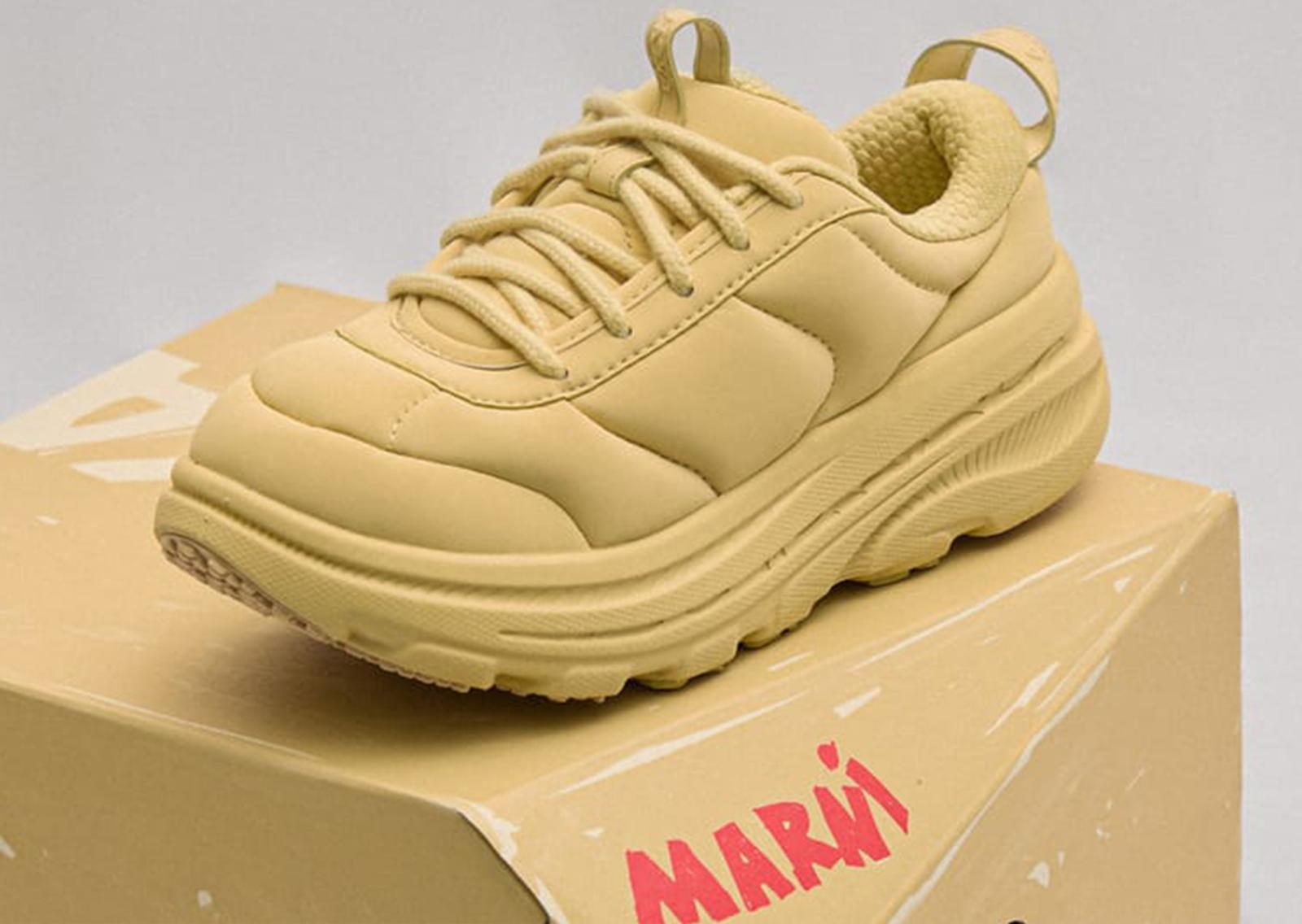 Marni x Hoka Bondi B3LS Straw Angle