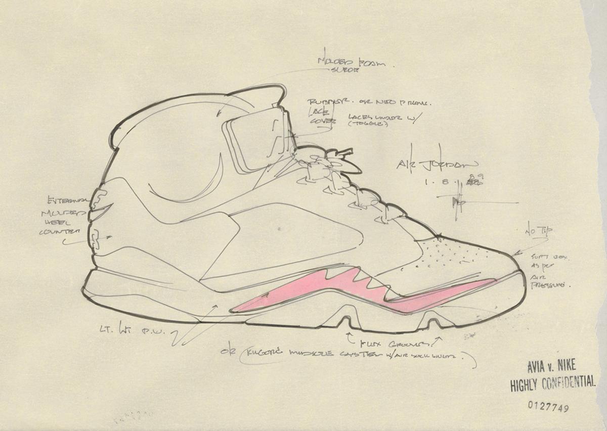 Original Air Jordan 5 sketch by Tinker Hatfield (1989)
