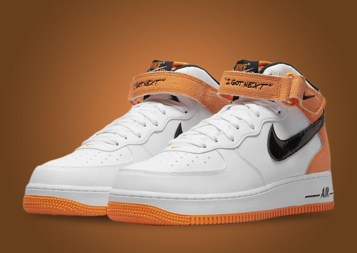 Nike air force 1 mid white black orange Clearance