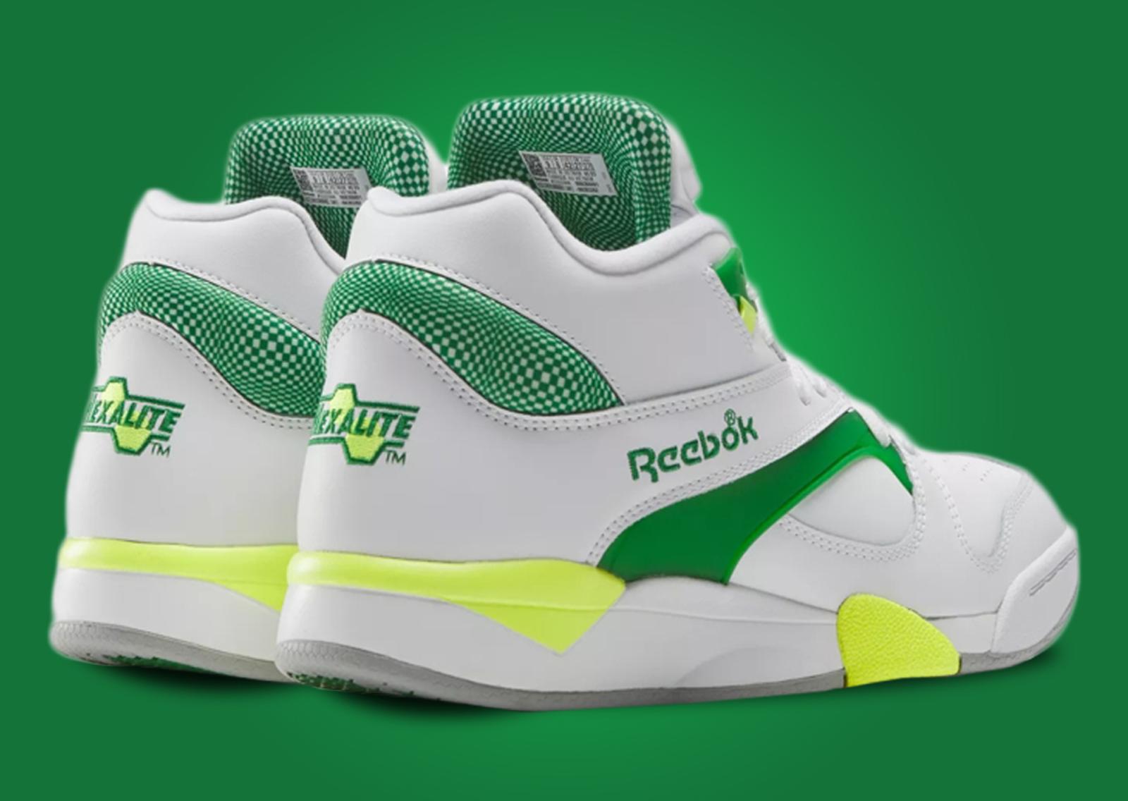 Reebok Court Victory Pump Glen Green Solar Acid Yellow Heel Angle