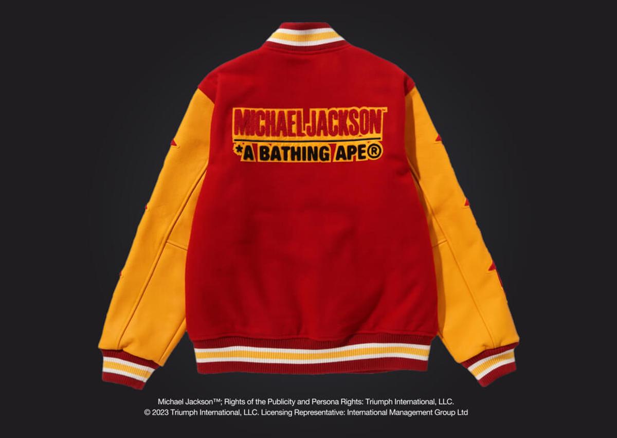 BAPE x Michael Jackson Varsity Jacket Red Men's - FW23 - US