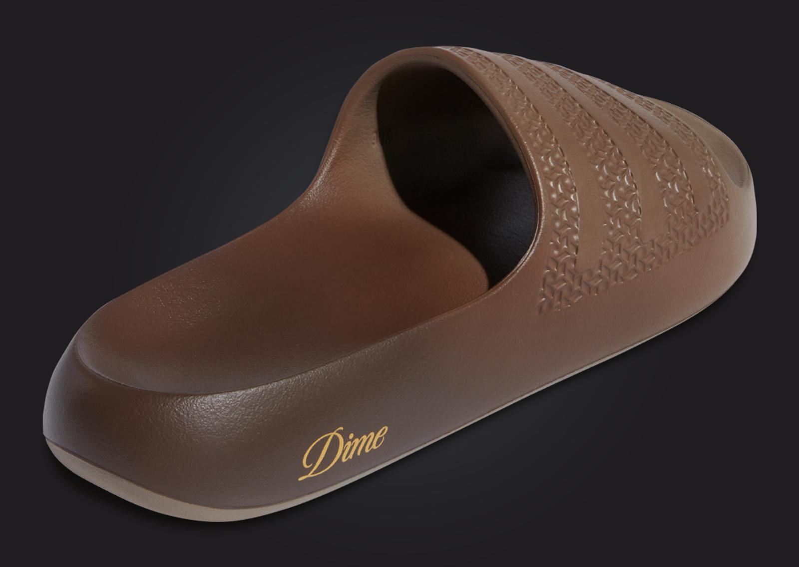 DIME x adidas Ayoon Slide Simple Brown Heel Angle