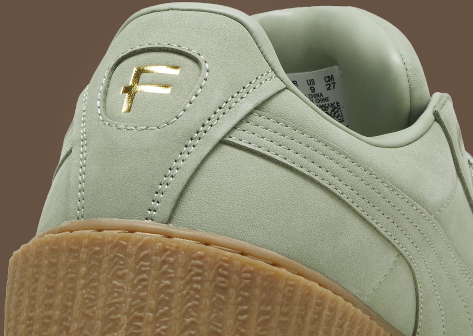 Fenty x Puma Creeper Phatty Nubuck Green Fog Heel Detail