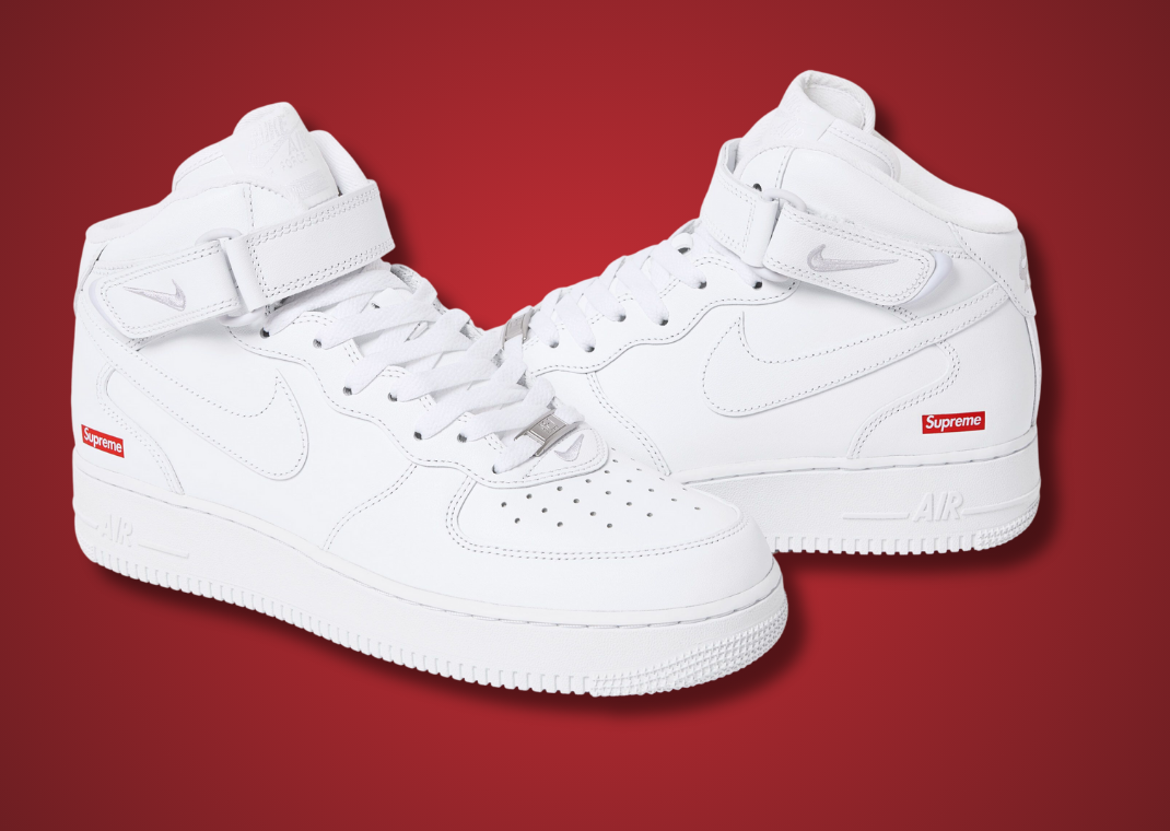 【Nike x Supreme】AIR FORCE 1 MID WHITE Supreme x Nike Air Force 1 Mid White - Aug 2024 - FZ8784-100