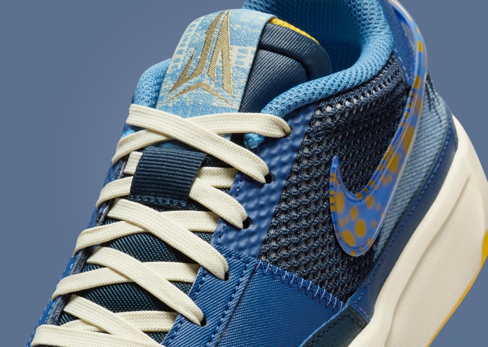 Nike Ja 1 Mystic Navy University Gold (GS) Tongue