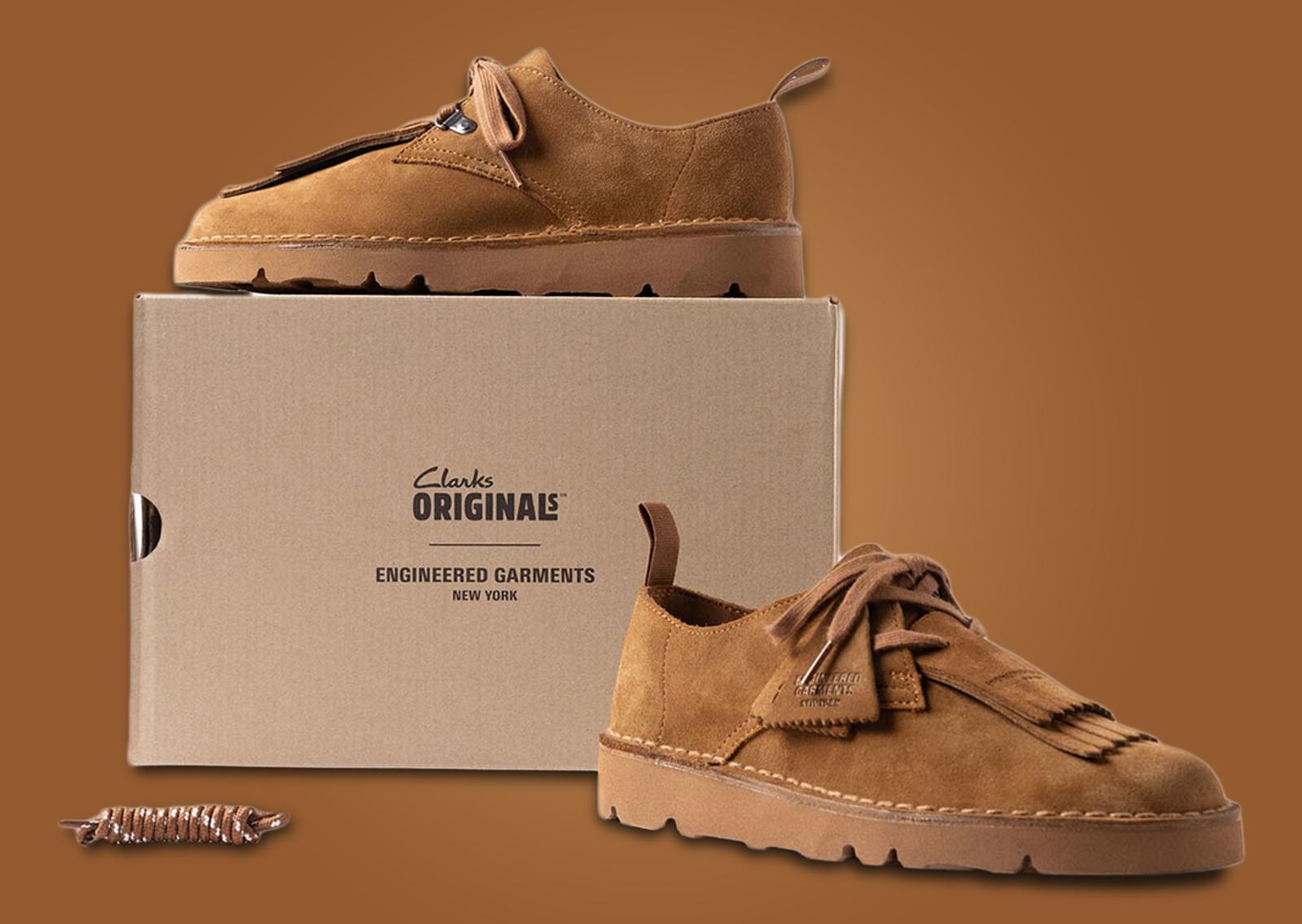 Engineered Garments x Clarks Originals Desert Khan Brown Packaging