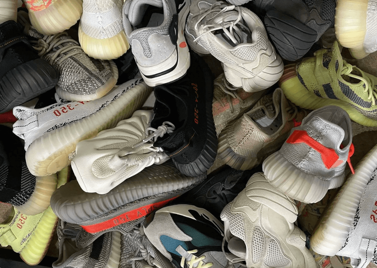 Yeezy Sneakers Piled Up (Image via 