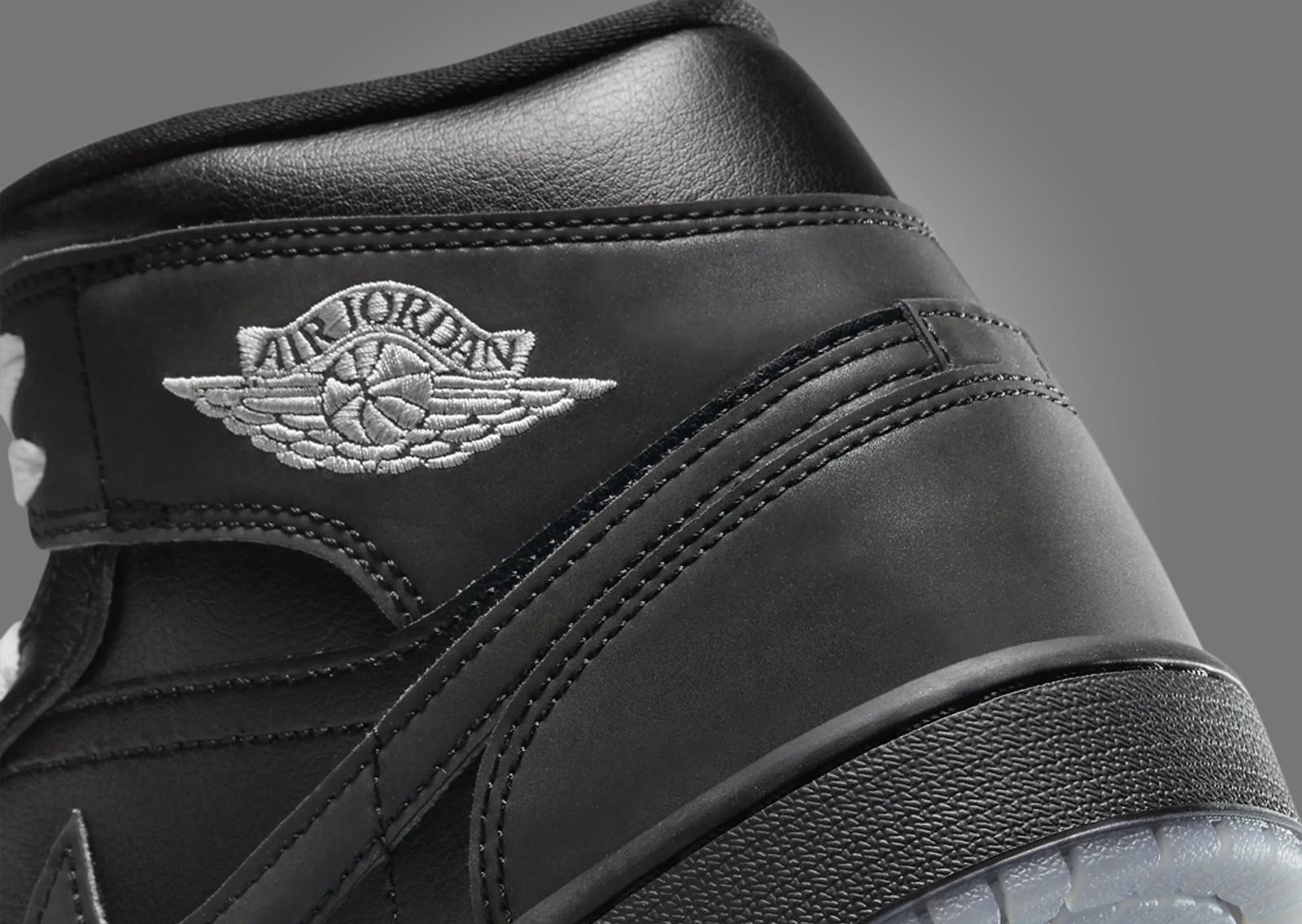 Air Jordan 1 Mid Black Metallic Heel Detail